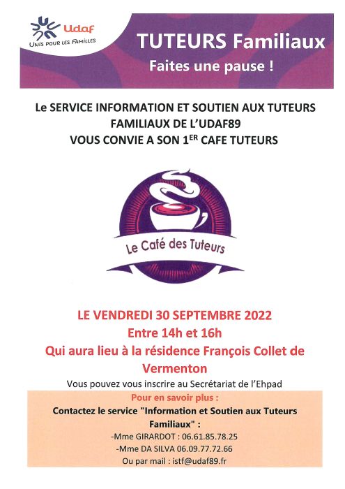 CAFE TUTEURS du Service Information et Soutien aux Tuteurs Familiaux de l'UDAF de l'Yonne