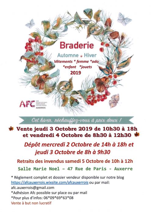 Braderie Automne-Hiver 2019 - AFC de l'Auxerrois